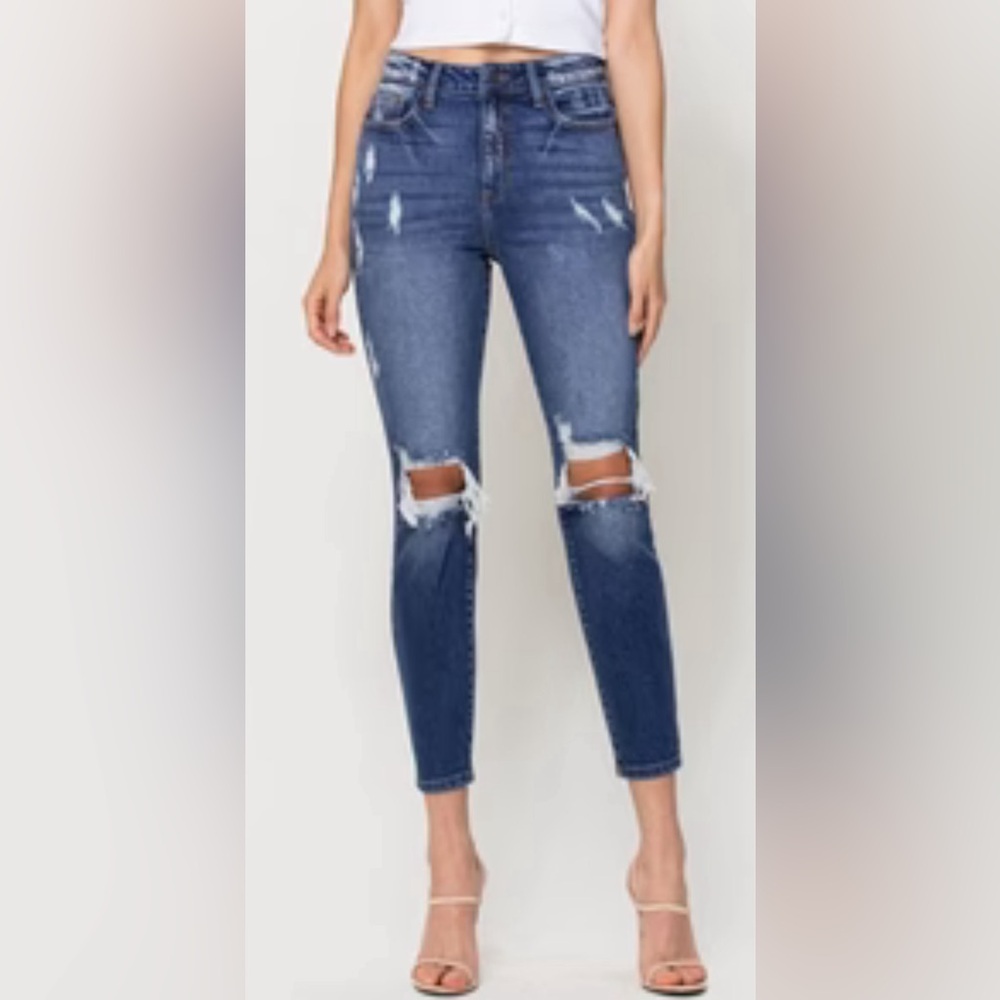Cello Womens 25 Jeans Mom High Rise Ripped Distressed Blue 3